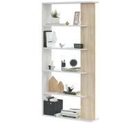 Miroytengo Estantería Alida en roble canadian y blanco 5 estantes 180x90x25 cm Blanco/ Madera -
