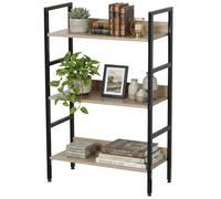 Miroytengo Estantería Baja de Salón, Librería Altura Pequeña Rubi Roble Cambrian y Negro con 3 Estantes 60x93x28 cm