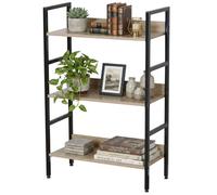 Miroytengo Estantería Baja de Salón, Librería Altura Pequeña Rubi Roble Cambrian y Negro con 3 Estantes 60x93x28 cm Light wood - black -