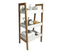 Estantería baja take 3 estantes baño, salón bambú blanco mate y marrón 35x75x30 cm 30 cm