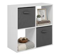 Miroytengo Estantería de Libros 4 Cubos Abril, Estantería de Pie 2 Cajones Tela Salón 60x60x28 cm White - gray -