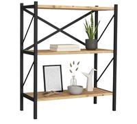 Miroytengo Estantería de Salón Rus 3 Estantes Negro y Roble Safir 66x85x34 cm