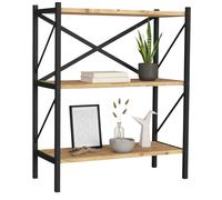 Miroytengo Estantería de Salón Rus 3 Estantes Negro y Roble Safir 66x85x34 cm