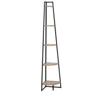 Miroytengo Estantería Esquinera Aliaj 5 Estantes Metal Estilo Industrial Color Negro y Roble Claro 180x35x35 cm Negro - Madera Claro -