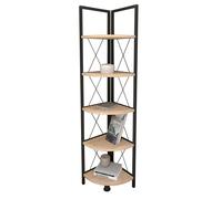 Miroytengo Estantería Esquinera Rus Color Roble Safir y Negro 160X67X34 cm Black/ wood -