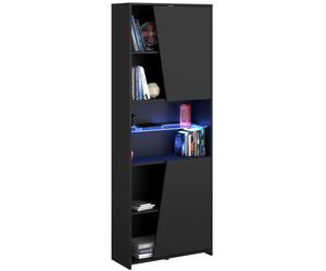 Miroytengo Estantería Gaming con LED incluido color negro librería gamer 6 estantes estilo moderno mueble 180x67x28 cm Black -