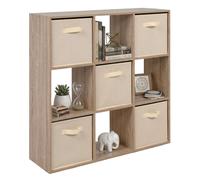 Miroytengo Estantería Librería 9 Cubos Abril, 5 Cajones Tela, Salón, Oficina 89x89x28 cm Light wood - beige -