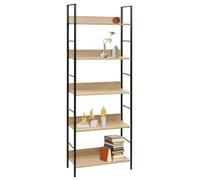 Miroytengo Estantería Librería de Salón Comedor Rubi con 5 Estantes Roble Cambrian y Negro 60x160x28 cm