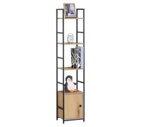 Miroytengo Estantería Librería de Salón Rubi con 4 Estantes y 1 Puerta en Roble Cambrian y Negro 29x144x24 cm
