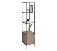 Miroytengo Estantería Salón con 1 puerta Aliaj 3 Estantes Negro y Roble Claro en Acero 176x35x35 cm Black - light wood -