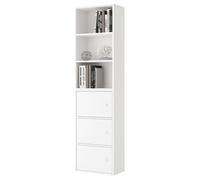 Miroytengo Estantería Salón Plea, Mueble Organizador Comedor 1 armario 3 puertas y 1 estantería 3 niveles de estantes Melamina 42x184x29 cm White