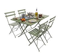 Pack muebles exterior plegables greensboro mesa rectangular + 4 sillas jardín terraza estilo contemporáneo color verde oliva