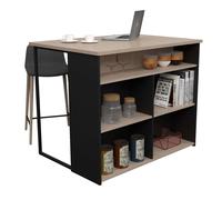 Miroytengo Isla Cocina Buh Mueble Auxiliar Negro y Roble Jackson 109x90x80 cm Black/ wood -