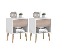 Miroytengo Juego de 2 Mesitas de Noche, Mesitas Auxiliares 1 Cajón, Mesillas de Noche Dormitorio Osaka Blanco y Roble Japonés Light wood - white -