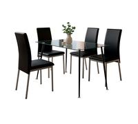 Miroytengo Juego de Comedor Mesa Cristal y 4 Sillas, Juego de Mesa Fija y 4 Sillas Salón, Mesa Rectangular Color Negro Black