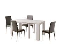 Miroytengo Juego de Comedor Mesa Extensible y 4 Sillas, Juego de Mesa Blanca y 4 Sillas Salón, Mesa Rectangular Color Gris y Blanco Artik White - gray