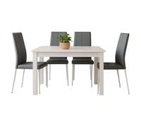 Miroytengo Juego de Comedor Mesa Fija y 4 Sillas, Juego de Mesa Blanca y 4 Sillas Salón, Mesa Rectangular Color Gris y Blanco Mate Blanco - Gris -