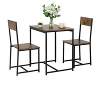 Miroytengo Juego de Mesa Fija con 2 Sillas, Pack Mesa + 2 Sillas, Muebles de Cocina Jess Roble Cambrian y Negro 80x77x50 cm