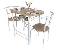 Miroytengo Juego de Mesa y 2 Sillas Cocina Butterfly Fija, Mesa Fija, Melamina Color Blanco y Roble Sonoma