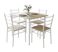 Miroytengo Juego de Mesa y 4 Sillas Cocina, Conjunto de Cocina Comedor Blanco y Roble Sonoma 110x76x70 cm y 40x85x47.5 cm