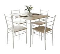 Miroytengo Juego de Mesa y 4 Sillas Cocina, Conjunto de Cocina Comedor Blanco y Roble Sonoma 110x76x70 cm y 40x85x47.5 cm