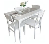 Miroytengo Juego de mesa y 4 sillas para cocina y comedor, melamina blanco brillo