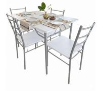 Miroytengo Juego de Mesa y 4 Sillas Cocina, Conjunto de Cocina Comedor, Melamina Color Blanco y Gris