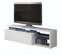 Miroytengo Led Mueble TV Blanco Brillo 150 cm, 1 Puerta y 3 Espacios, Fabricado en Melamina, Diseño Moderno, para Salón