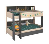 Miroytengo Litera Infantil Mouse 90x200 cm Dormitorio Juvenil en color roble Jackson y Gris Oscuro Grey/ wood -