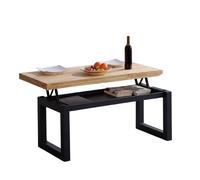 Adec Group – Mesa de centro elevable Loft con hueco de almacenaje – Roble/negro
