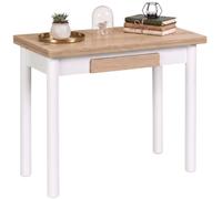 Miroytengo Mesa Cocina Extensible Kitchi Libro 1 Cajón Blanco Mate Roble 80x76x40-80 cm