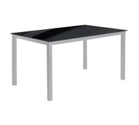 Miroytengo Mesa Comedor Salón Superficie Fija Cadell Cristal Negro Estructura Metal 140x190 cm Black -