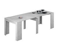 Miroytengo Mesa Consola Extensible Train Multiestancia Estilo Contemporáneo en Color Blanco, Cemento o Roble Canadian con 5 Posiciones 51-237x90 cm Gray