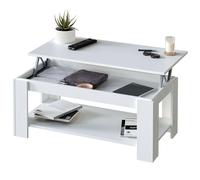 Miroytengo Mesa de centro Ambit elevable en blanco artik diseño moderno 43/54x 102x 50 cm Blanco -