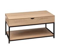 Miroytengo Mesa de Centro Elevable Aliaj con Compartimento Interno en Color Negro y Roble Claro 95x50 cm