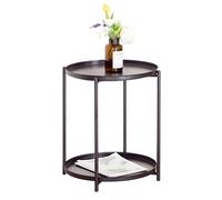 Miroytengo Mesa de Centro, Mesa Auxiliar Fija Lack Salón Comedor Redonda, 2 Bandejas, Metal y Acero Negro 42x52x42 cm