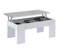 Miroytengo Mesa de centro para Comedor elevable en color blanco artik y cemento con patas en Melamina 100x50x45 cm