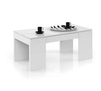 Miroytengo Mesa de Centro salón Comedor elevable Kendra Blanco Brillo 43x100x50 cm