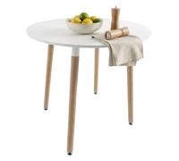 Miroytengo Mesa de Cocina Fija Copi Redonda, Mesa Comedor Melamina Blanco Mate y Roble 80x75x80 cm White - light wood -