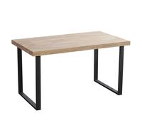 Mesa de comedor Natural patas en U madera de roble sostenible 76,5x140x80 cm Adec Nordish oak/black 76.50