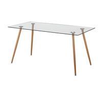 Miroytengo Mesa de Comedor Kler para Comedor Estilo Moderno en Color Roble Sonoma con Cristal y Metal, Medidas 140x75x80 cm