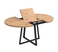 Miroytengo Mesa de Comedor Redonda Extensible, Mesa de Salón, Melamina Aduna, Roble y Negro 110x77x110-150 cm Madera claro - Negro -