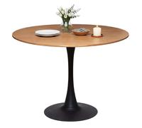 Miroytengo Mesa De Comedor Redonda Fija Elias Roble y Negro 102x102 cm Black/ wood -