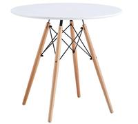 Miroytengo Mesa de Comedor Tower Redonda Color Blanco y Haya 80x72 cm