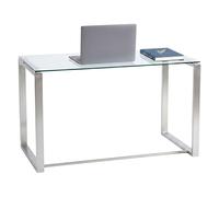 Miroytengo Mesa de Cristal Estudio Trendy, Despacho o Oficina, Escritorio de Cristal, Acabado Cristal y Cromo 100 cm