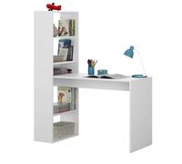 Miroytengo Mesa de Escritorio Duplo con Estantería Reversible en Colores Blanco Artik, Blanco Artik/Roble o Blanco Artik/Gris Fabricado en Melamina 120x144x53 cm Blanco - 120x144x53 cm