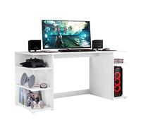 Miroytengo Mesa de Ordenador Tow 5H para Oficina Estilo Contemporáneo en Color Blanco con 3 Estantes y Soporte Torre