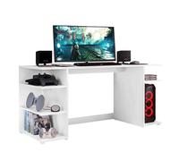 Miroytengo Mesa de Ordenador Tow 5H para Oficina Estilo Contemporáneo en Color Blanco con 3 Estantes y Soporte Torre Blanco -
