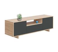 Miroytengo Mesa de Televisión Comedor Salón Zaira con 3 Puertas Color Gris y Roble 150 cm