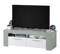 Miroytengo Mesa de TV Salón Livia Estilo Industrial Color Blanco y Gris Cemento 120 cm